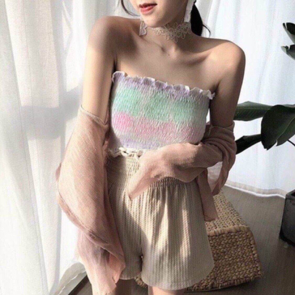 [HCM]Áo croptop ống loang màu cực xinh