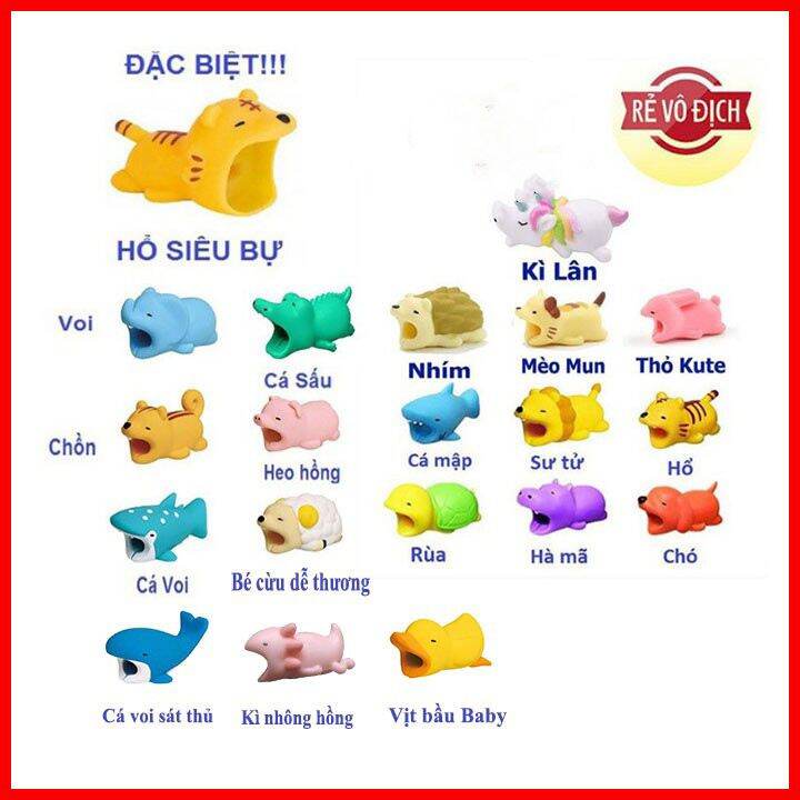 Thú silicon bảo vệ cáp sạc điện thoại thú cắn cáp phụ kiện bảo vệ cáp sạc