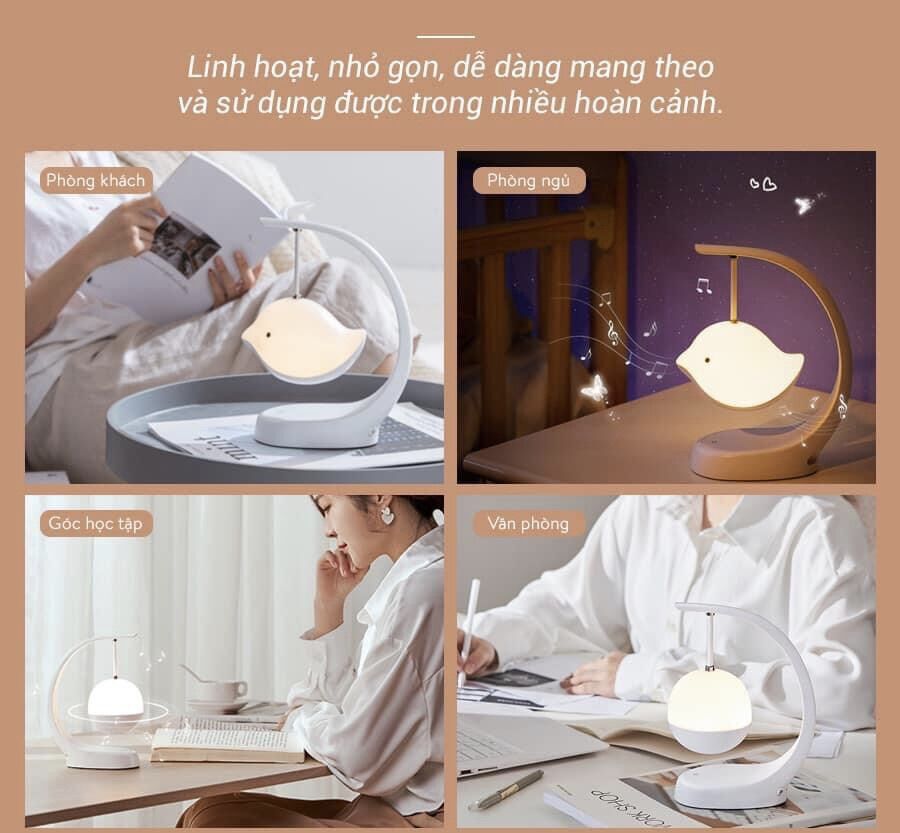 Loa bluetooth kiêm đèn ngủ chim bay đèn có 7 màu