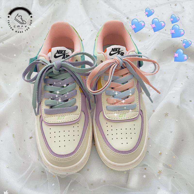 Sản Phẩm Mới Thiết Kế Độc Quyền Chuyển Đổi Nike Air Force 1 AF1 Macaron Chức Năng Ghép Mảnh Thịnh Hành Sáng Tạo Ren giá rẻ