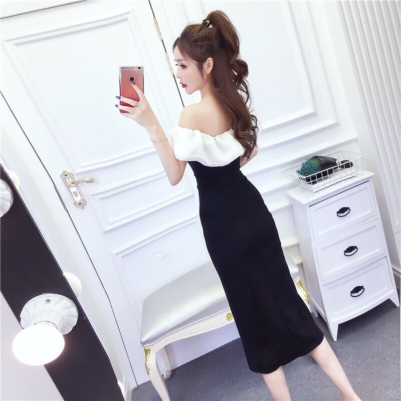 Váy bèo hở vai xẻ đùi