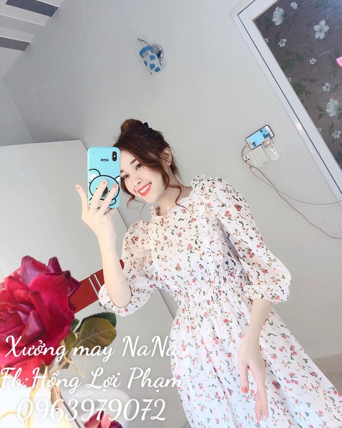 Đầm hoa nhí viền ren 2 bèo