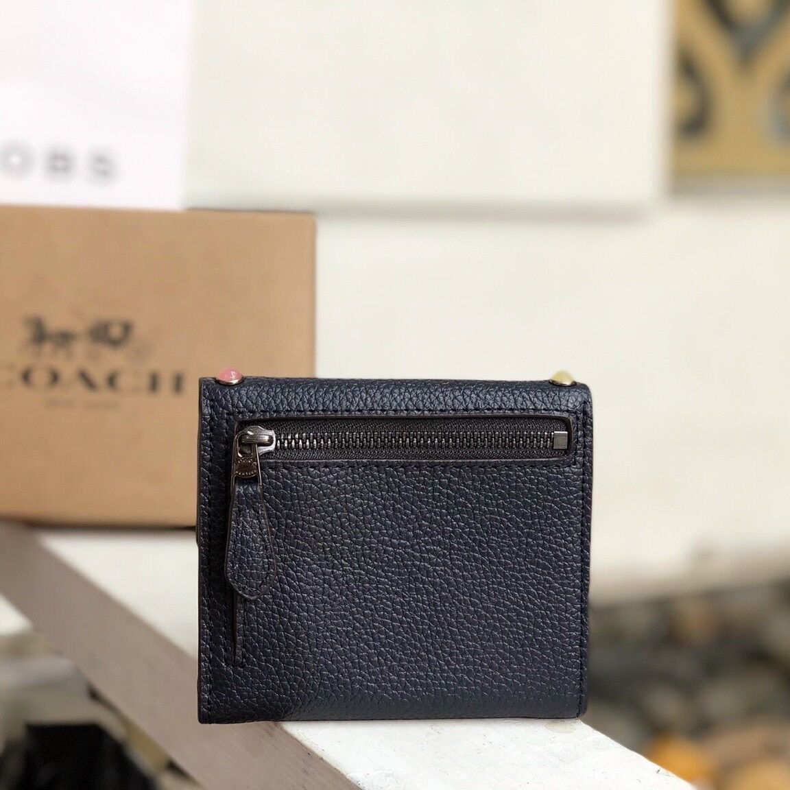 [HCM]Ví Coach mini đính kim loại sang chảnh