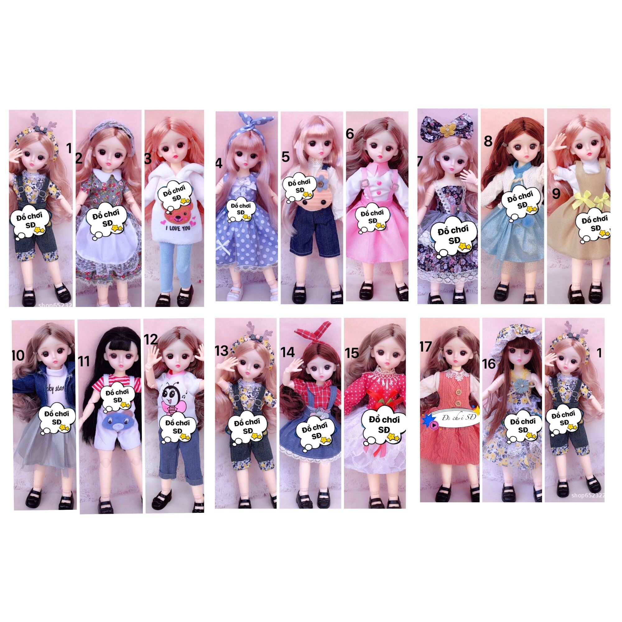 Quần áo búp bê 30 cm bjd - combo 3 cái ngẫu nhiên