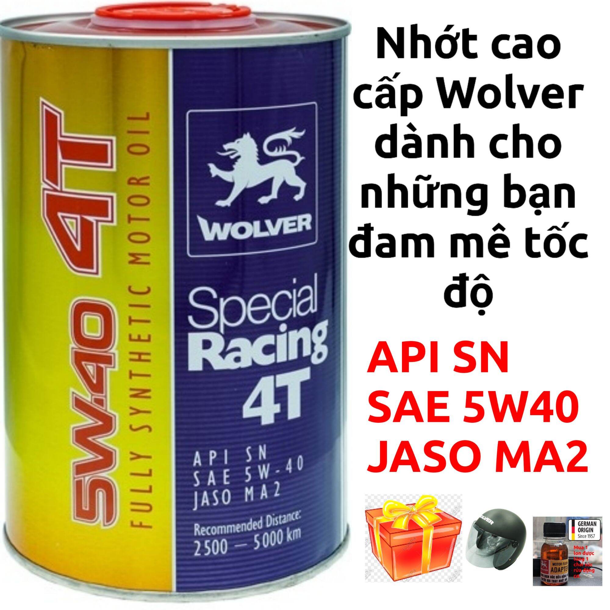 HCMNhớt tổng hợp Wolver special Racing 5W40 4T cao cấp