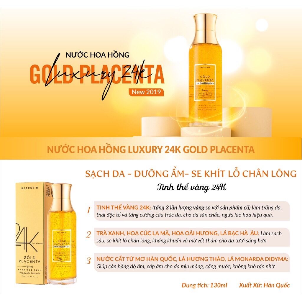 Nước hoa hồng luxury 24K GOLD PLACENTA