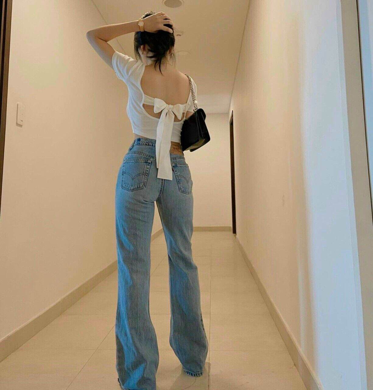 ÁO CROPTOP KIỂU THUN GÂN PHỐI KIỂU CỘT NƠ SAU LƯNG SIÊU HOT