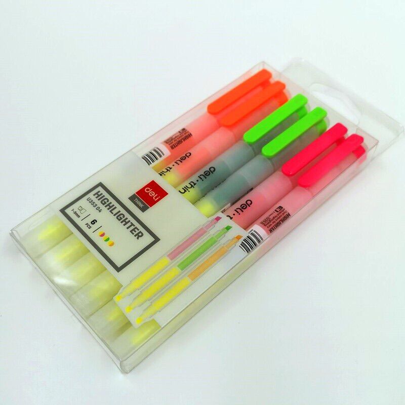 Vỉ 6 bút nhớ dòng 2 đầu deli u35304