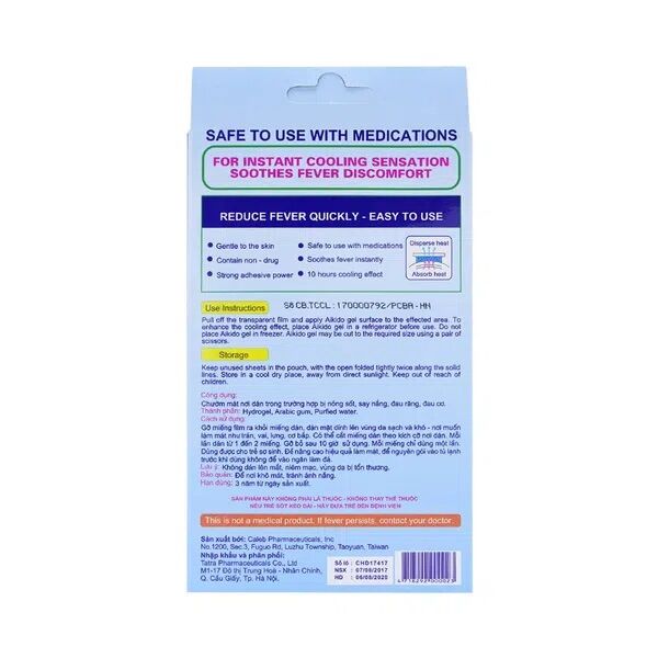 Miếng Dán Hạ Sốt Aikido Gel Cool Patch Hộp 6 Miếng