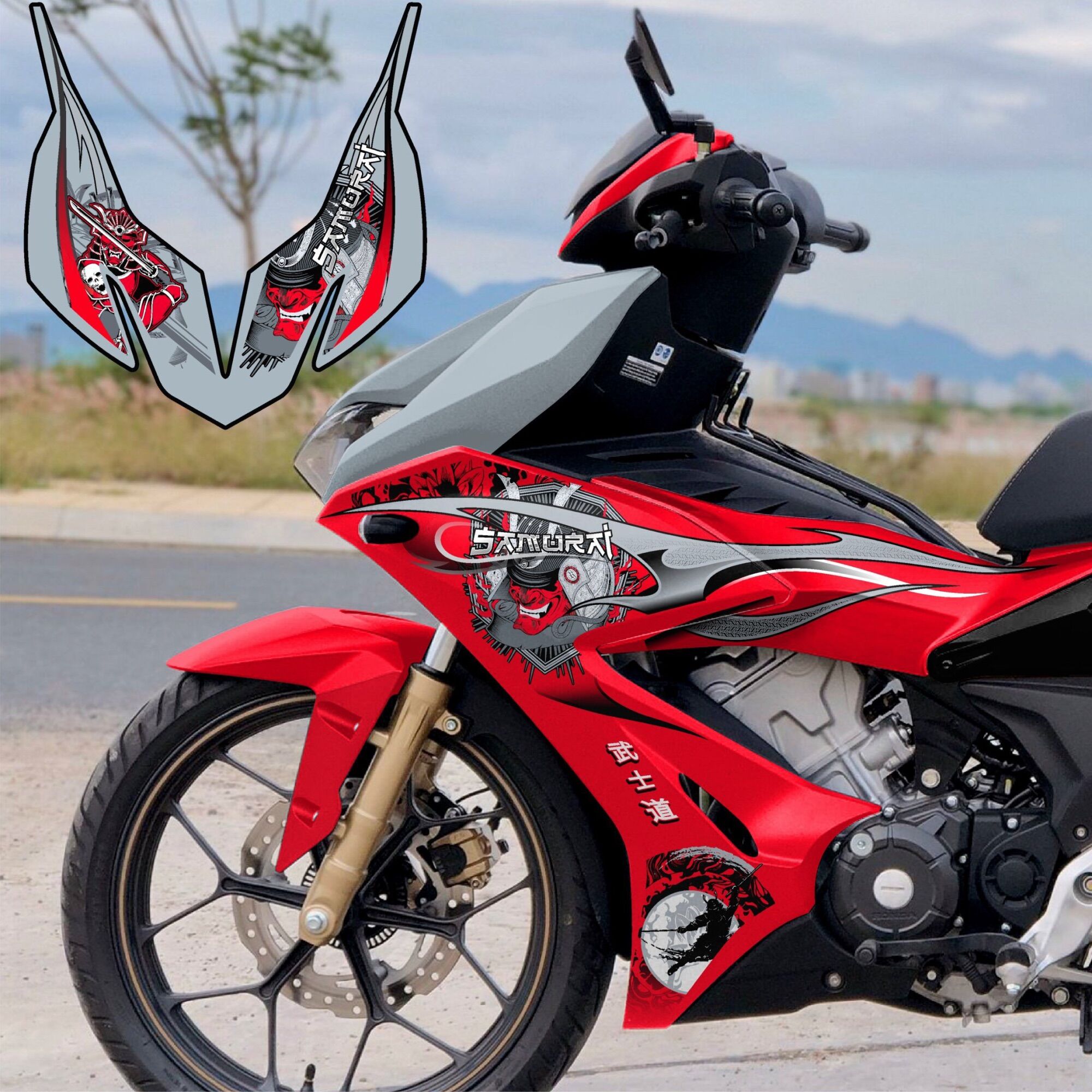 Tem rời Winner X đỏ bạc - samurai lửa đỏ
