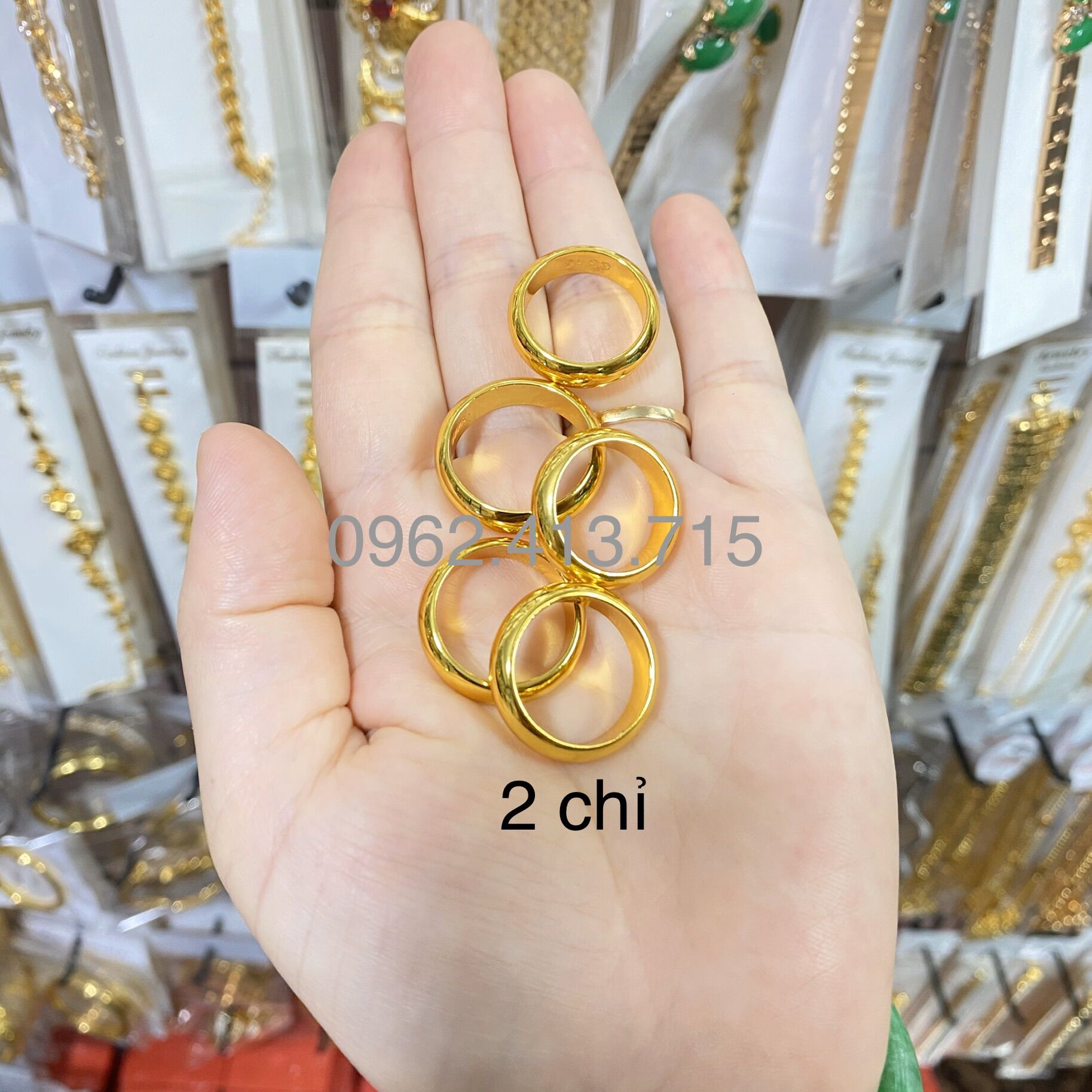 Nhẫn trơn 2 chỉ mạ vàng 24k khắc 4 số 9