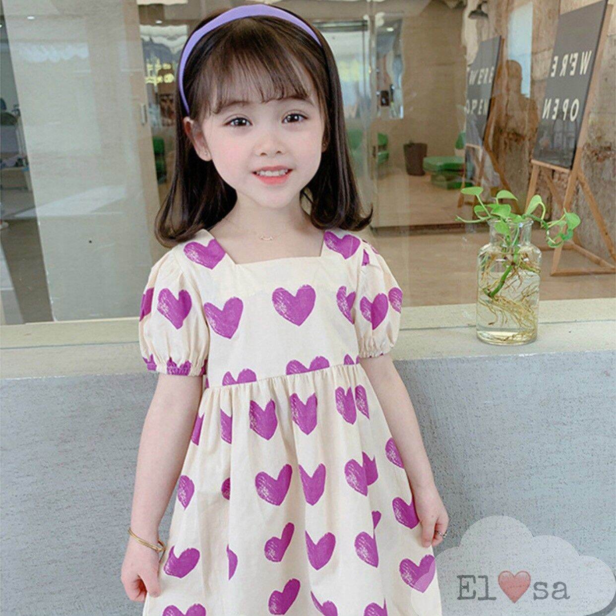 Đầm trái tim tím cho bé