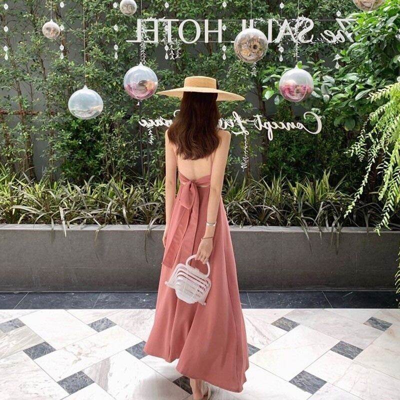 Đầm maxi 2 dây hở lưng