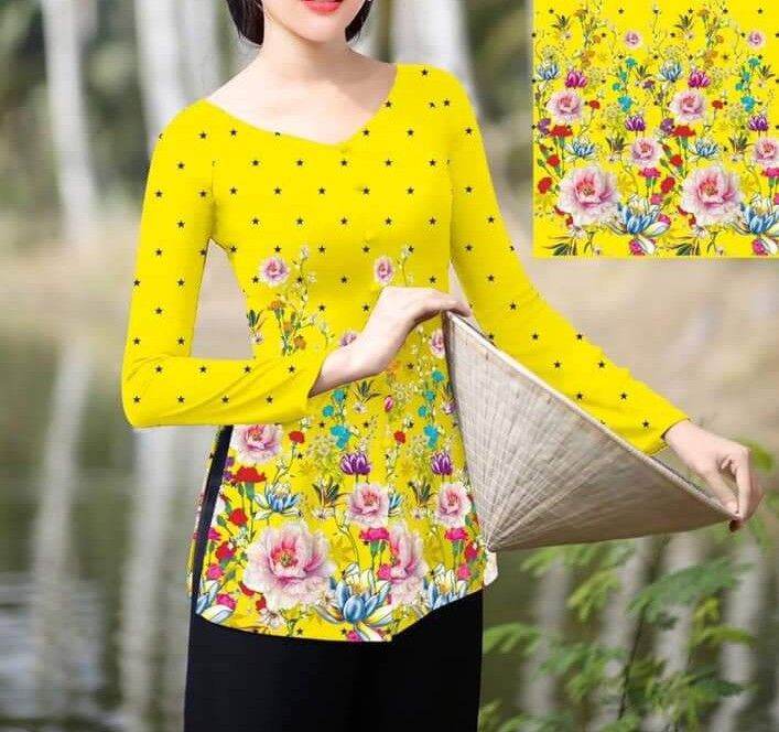 set bộ bà ba in hoa4d quần ống rộng