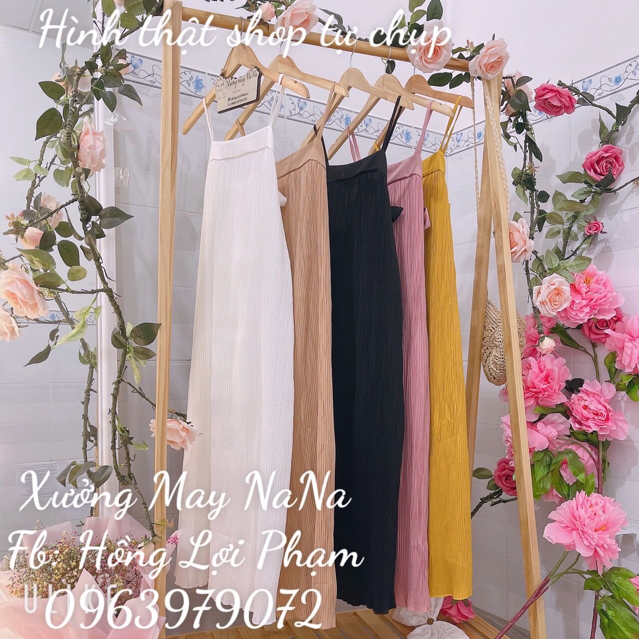 Đầm 2 dây cột nơ lưng (hình thật+video)