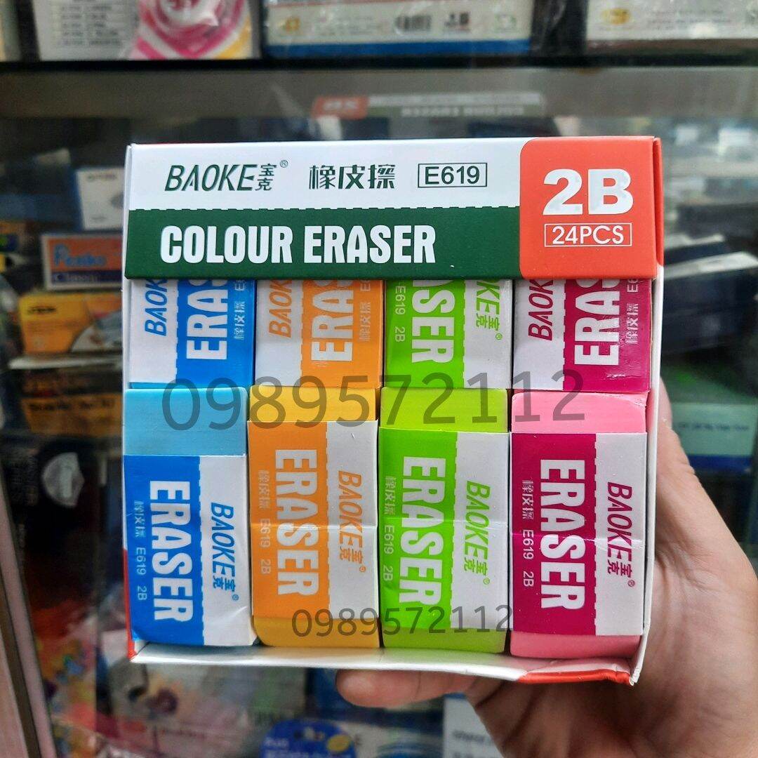 Tẩy chì baoke E619,gôm tẩy nhiều màu.
