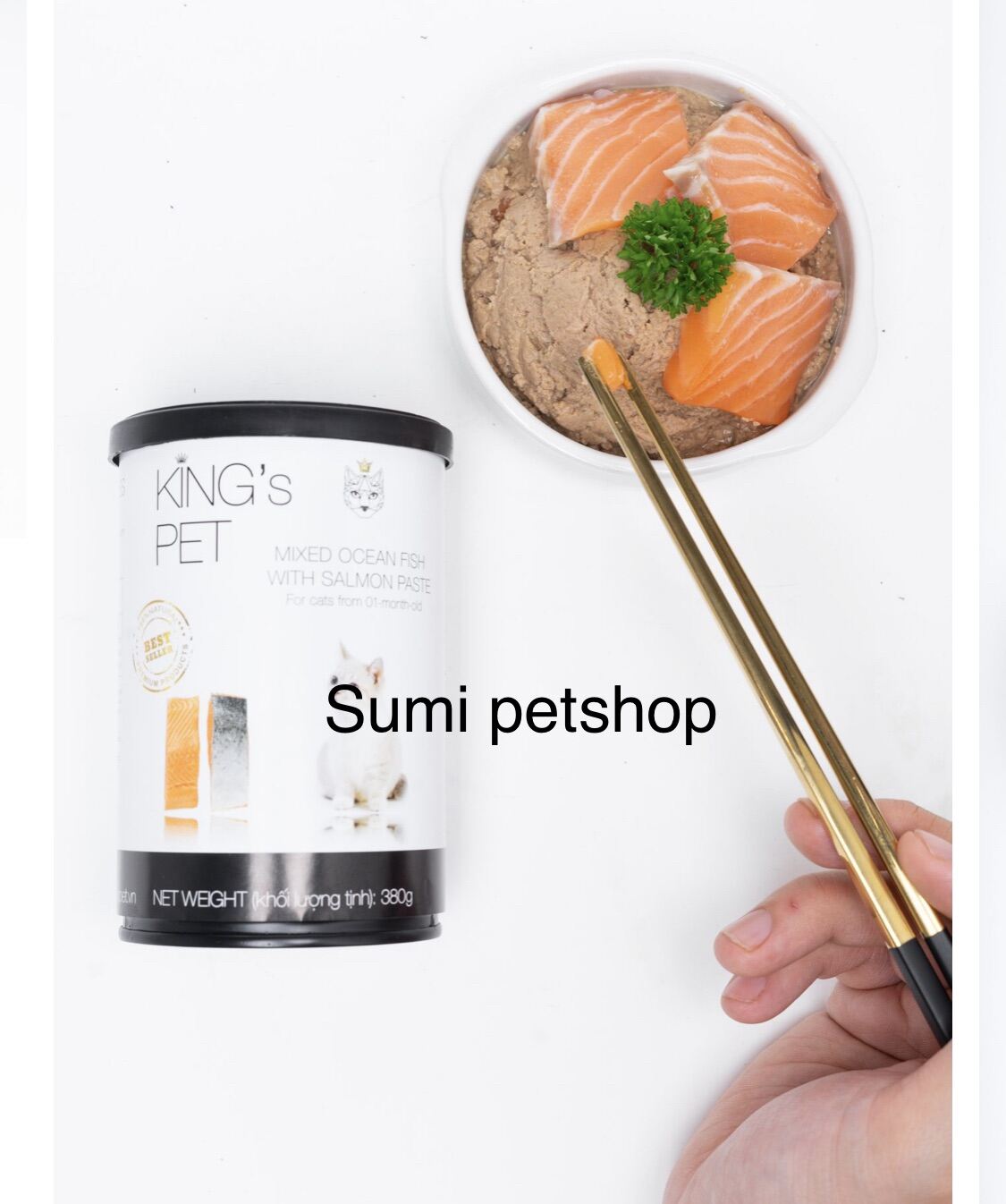 380gr Pate hỗn hợp cá hồi King’s Pet - Thức ăn cho chó mèo