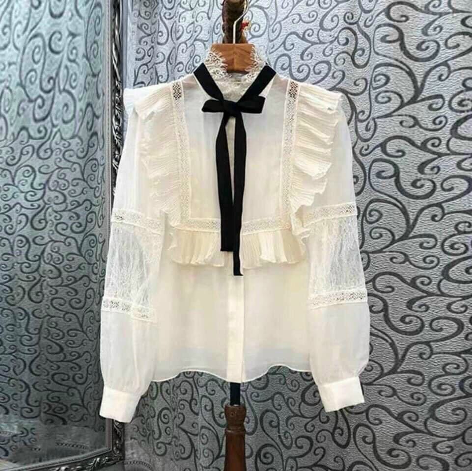 Áo sơ mi ren quý cô sang chảnh