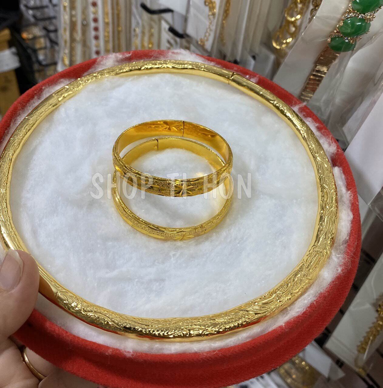 Trang sức cưới mạ vàng 24k cao cấp gồm 1 kiềng cổ 2 vòng tay