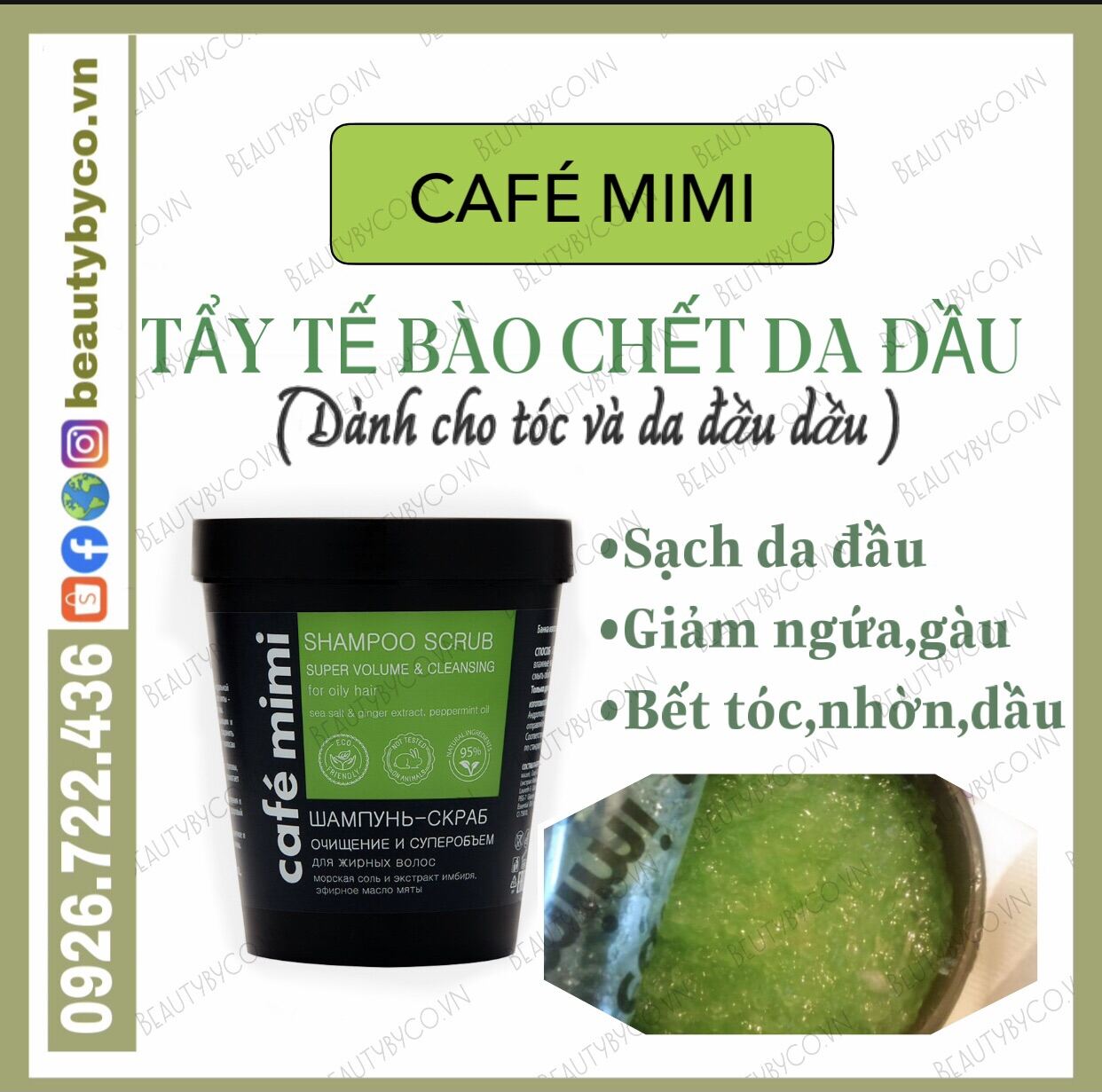 Tẩy Tế Bào Chết Da Đầu Cafe Mimi Cho Tóc Bết 330G