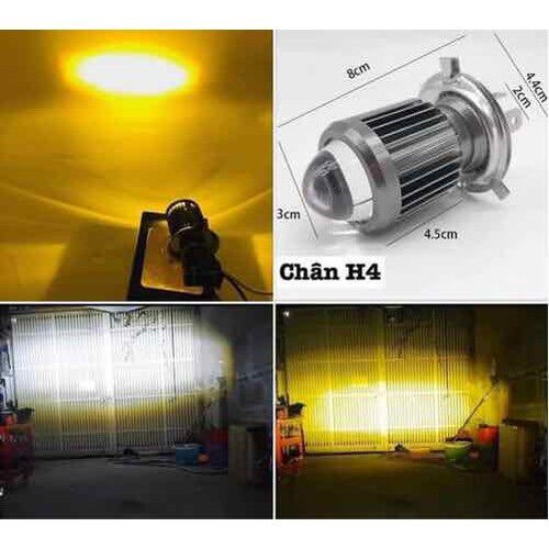 Đèn pha H4 bi cầu cho xe máy - 2 chế độ sáng vàng và trắng