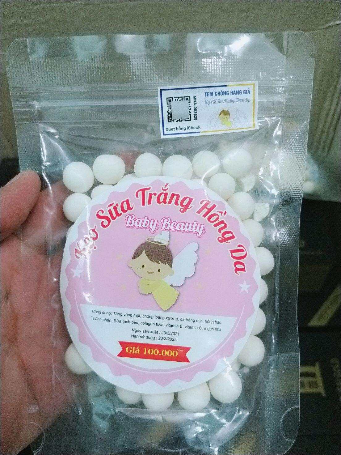 kẹo sữa trắng hồng da baby beauty