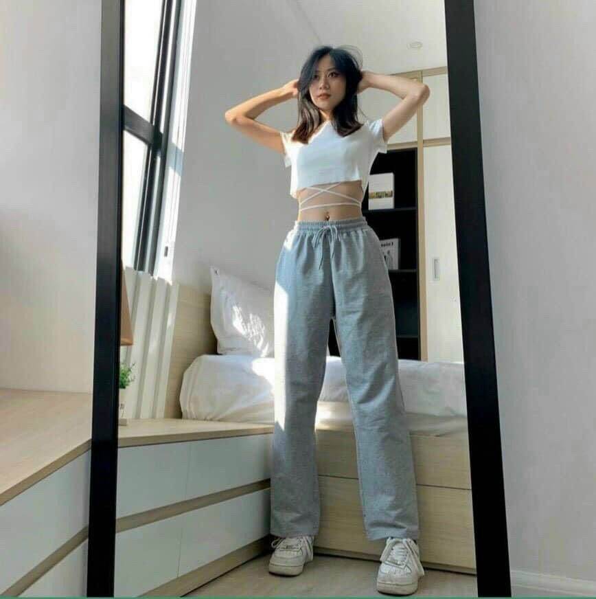 CROPTOP ÁO THUN KIỂU HỞ EO QUẤN DÂY