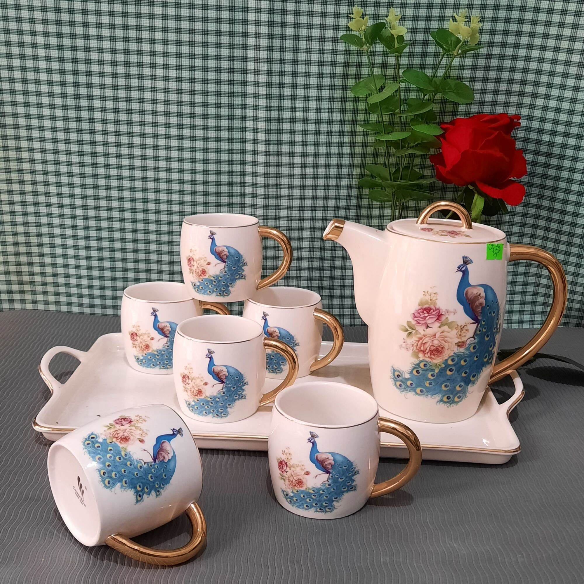 Bộ ấm chén sứ cao cấp kèm khay