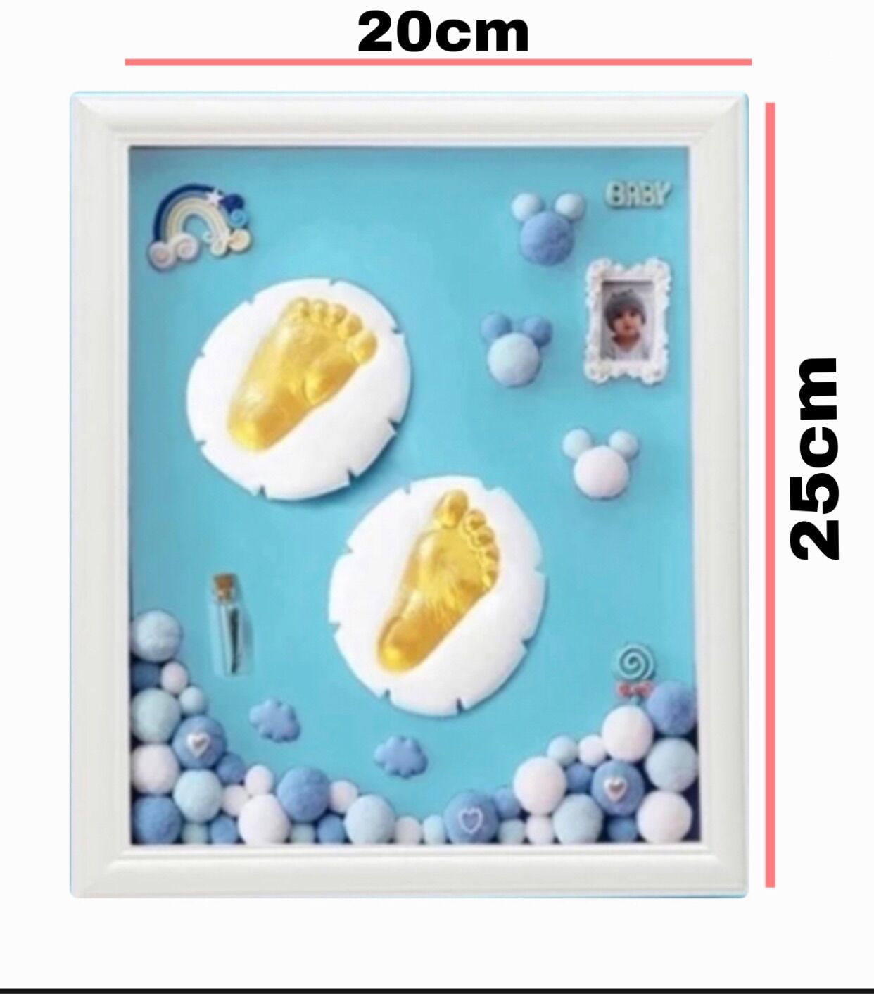 Size 20x25cm Khung tranh in dấu chân tay