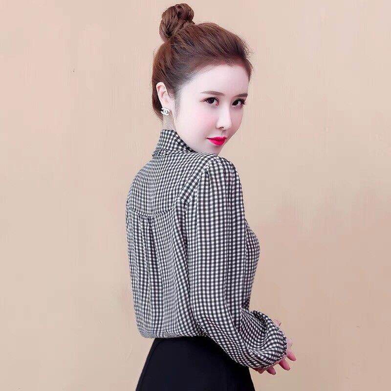 [HCM]Áo sơ mi nữ sọc caro viền đen cao cấp
