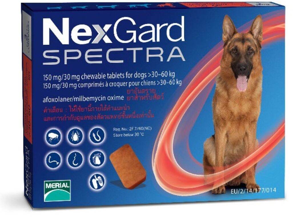 NexGard Spectra 30-60kg, diệt ve rận bọ chét ghẻ DEMODEX giun sán