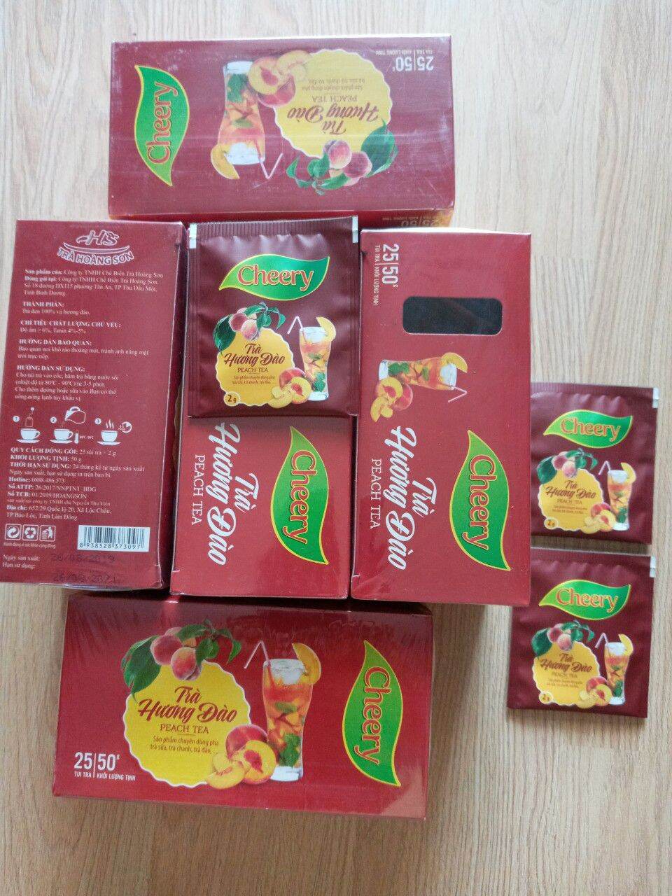 Trà đào túi lọc cheery 50g .