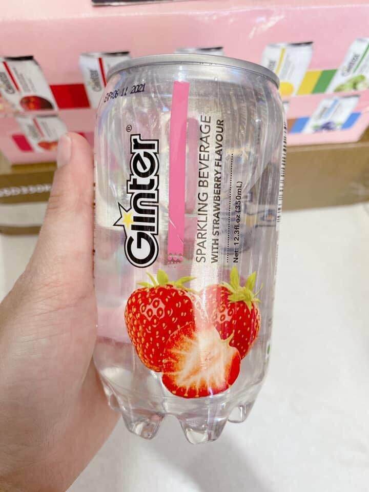 [HCM]NƯỚC NGỌT CÓ GAS HƯƠNG VỊ DÂU HIỆU GLINTER LON 350ML