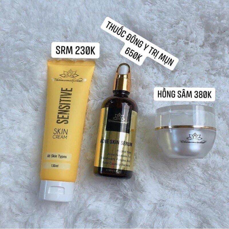 ( COMBO) 1 TINH CHẤT MỤN, 1 SỮA RỬA MẶT, 1 HỒNG SÂM PHỤC HỒI CHAMOMILESKILL