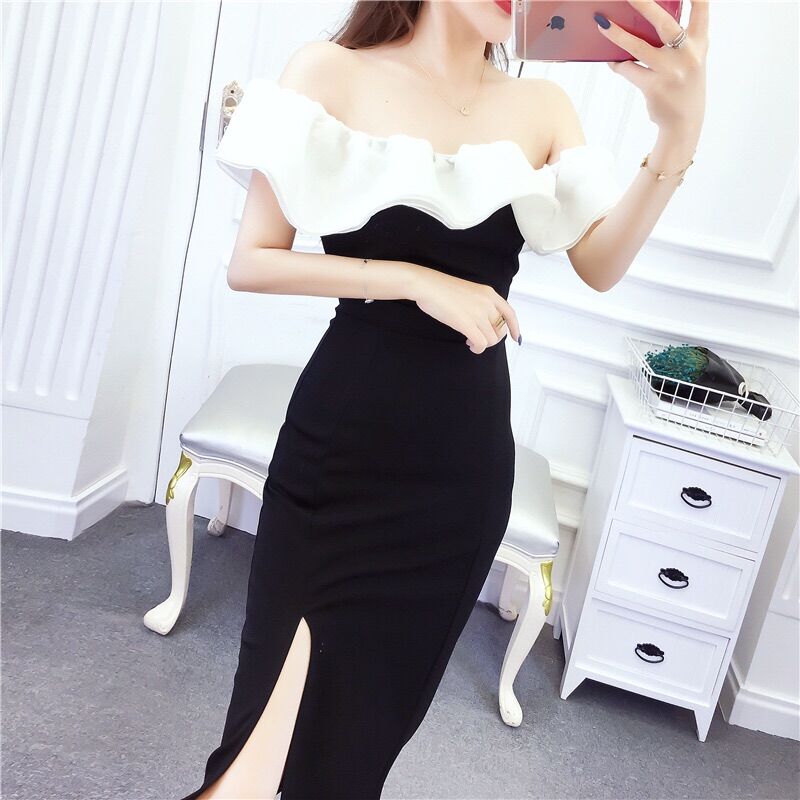 Váy bèo hở vai xẻ đùi