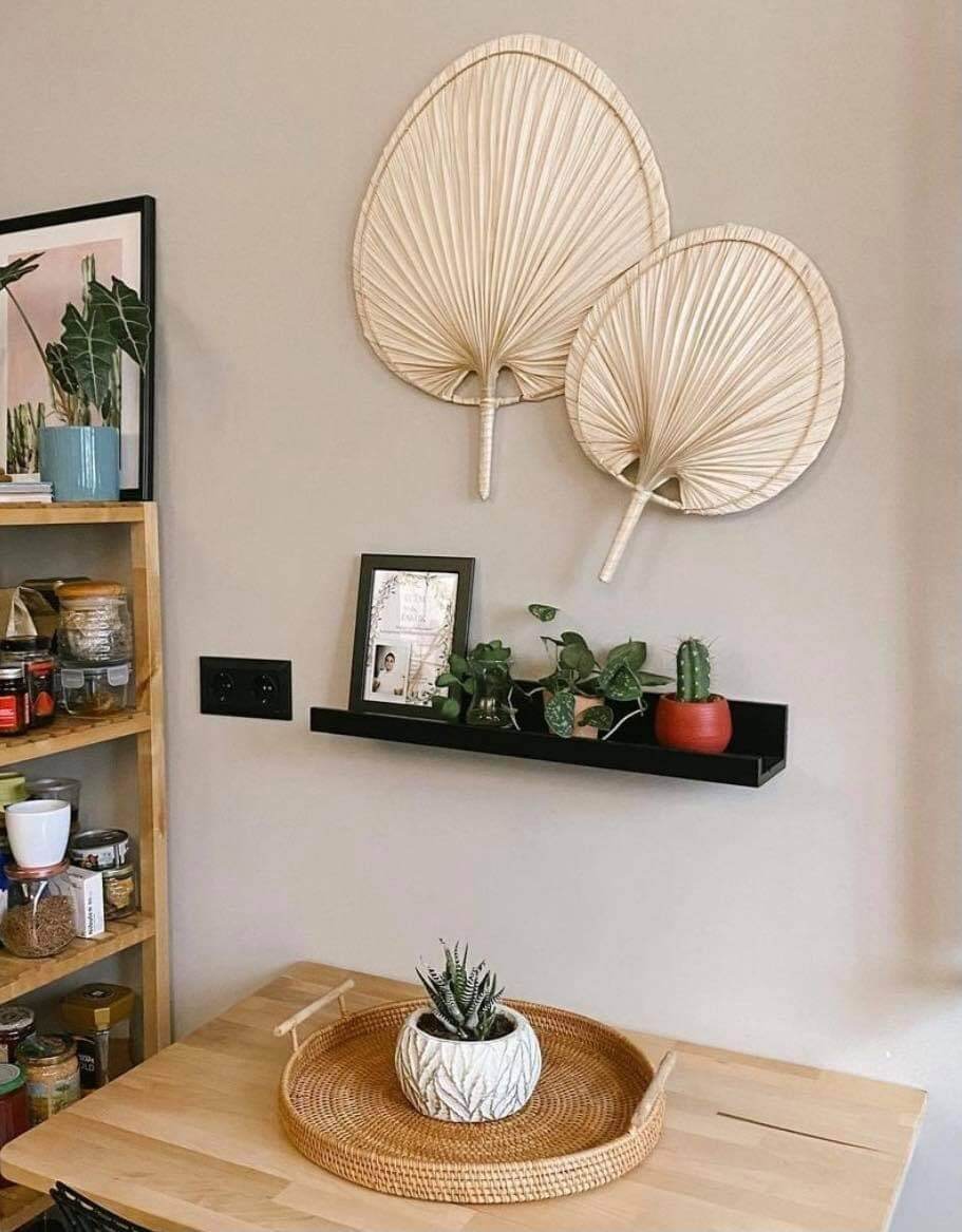 Combo 2 quạt lá cọ trang trí nội thất