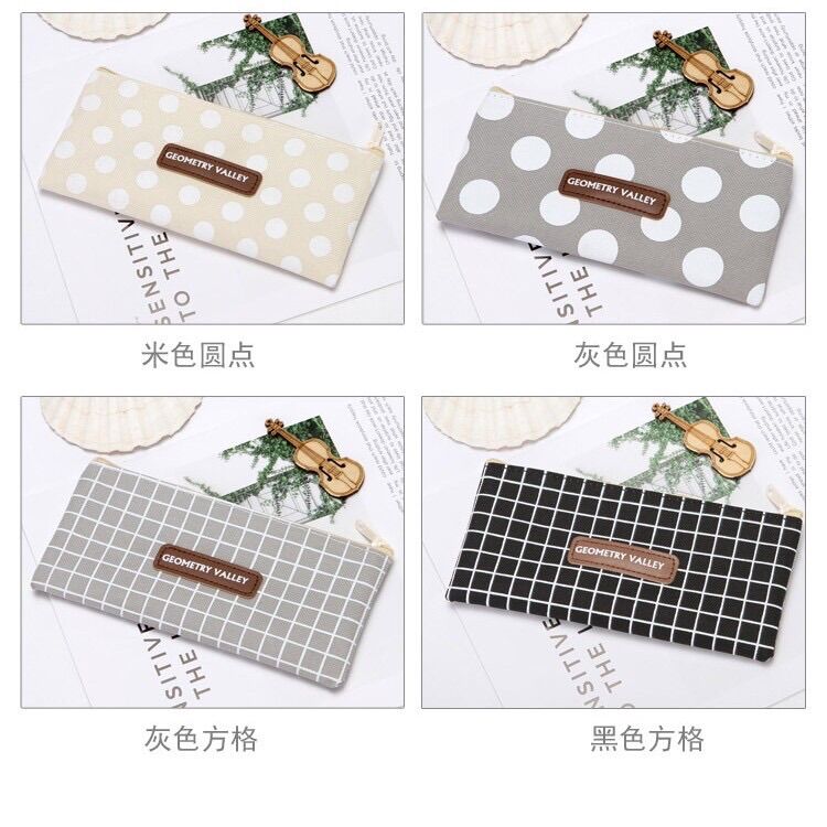 Túi đựng Bút Canvas Thiết kế CARO xinh xắn
