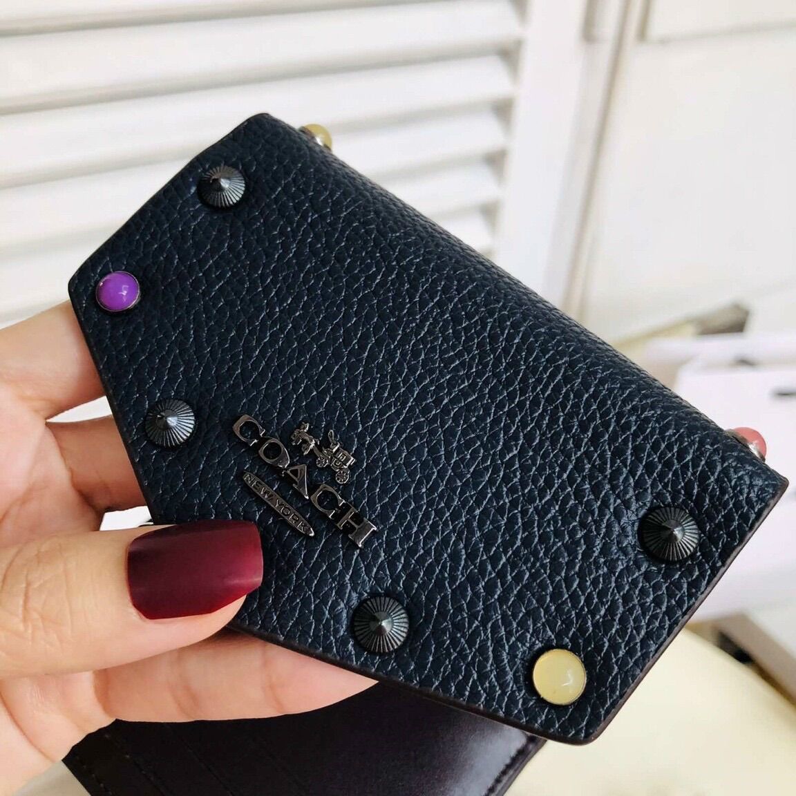 [HCM]Ví Coach mini đính kim loại sang chảnh
