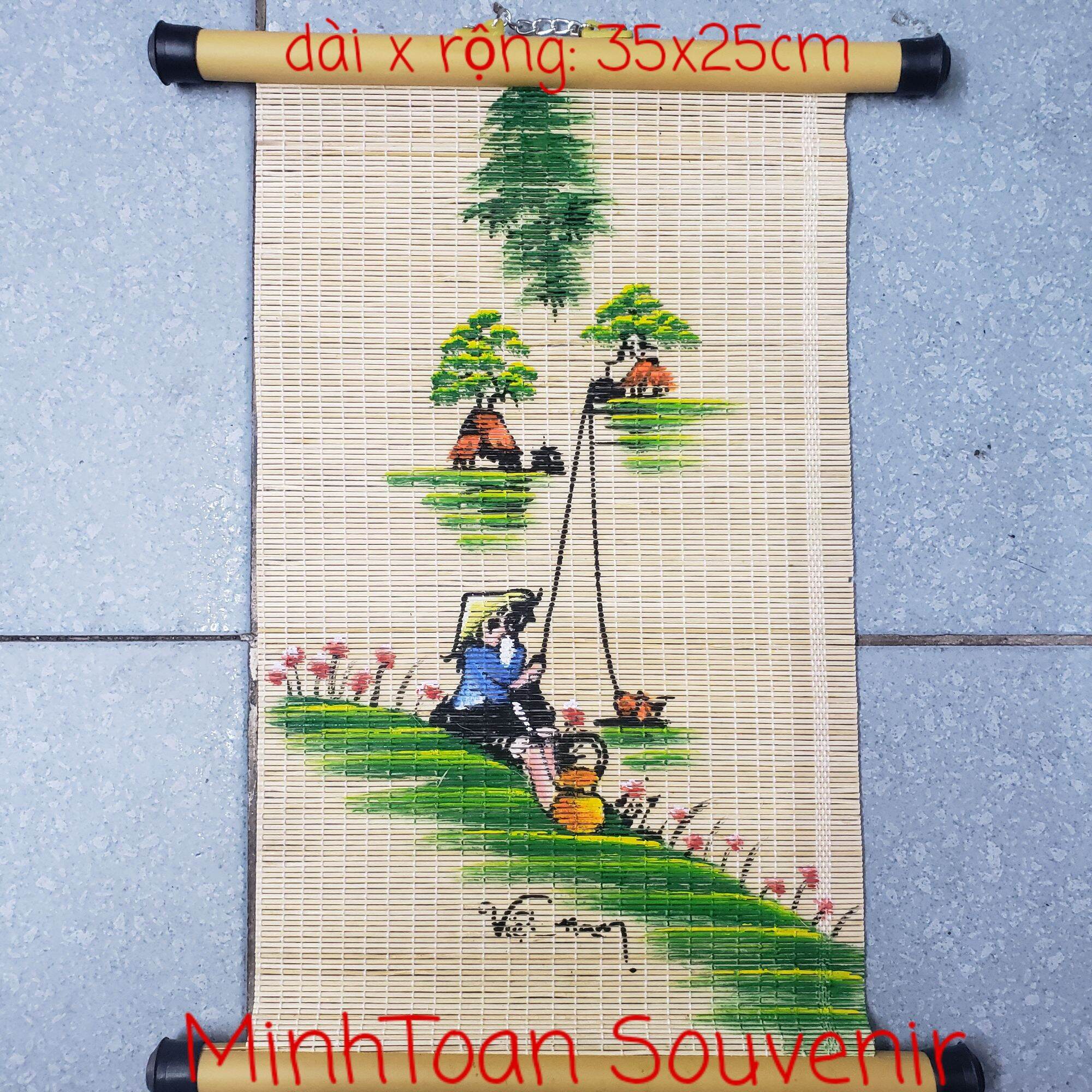 Tranh Mành họa tiết cô gái áo dài Việt Nam🎋🌟Minh Toan Souvenir🌟