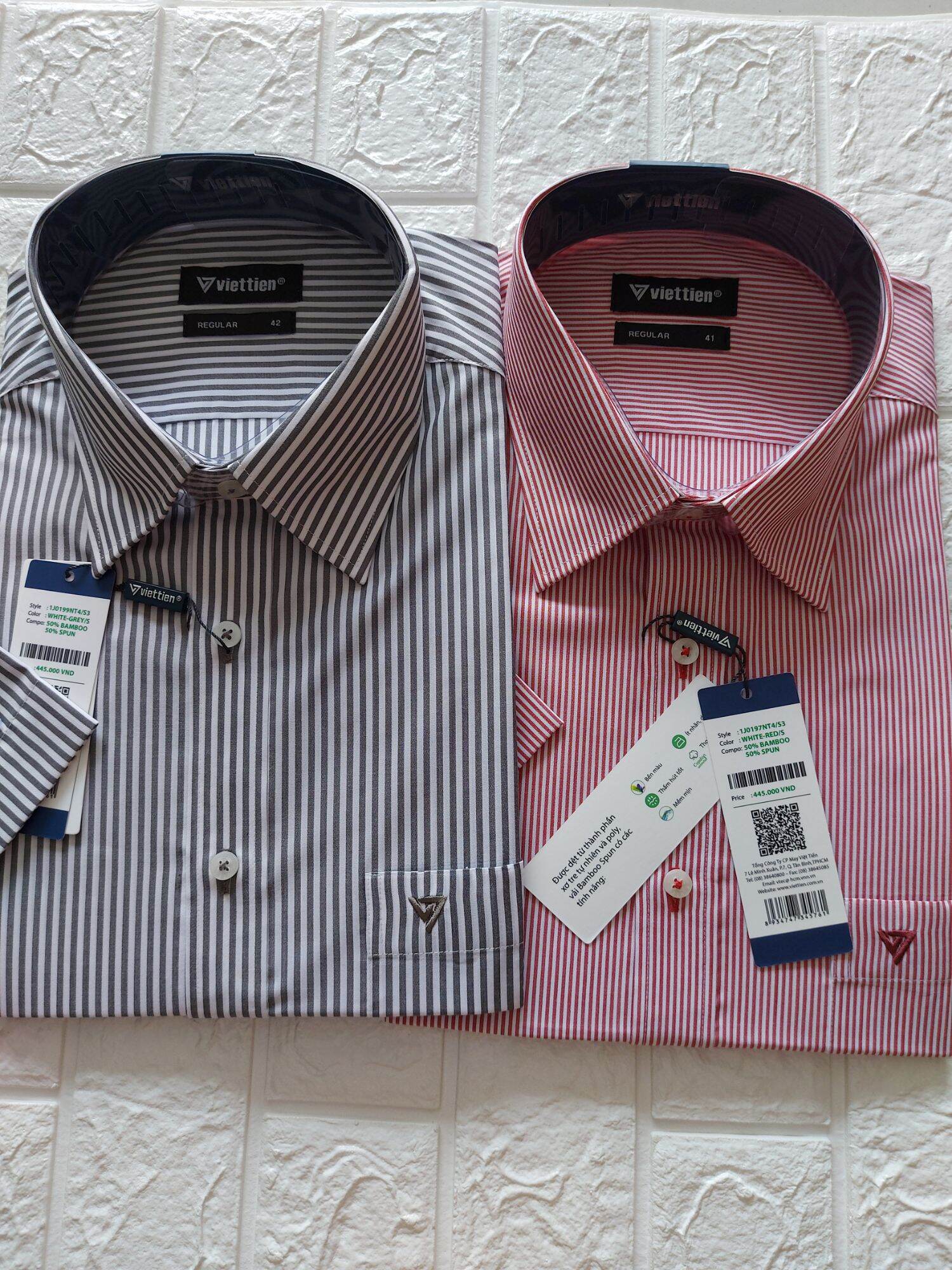 Áo việt tiến ngắn tay lai bầu (chất liệu Bamboo) sợi tre . giá treo 445k Sale 20% còn 350k