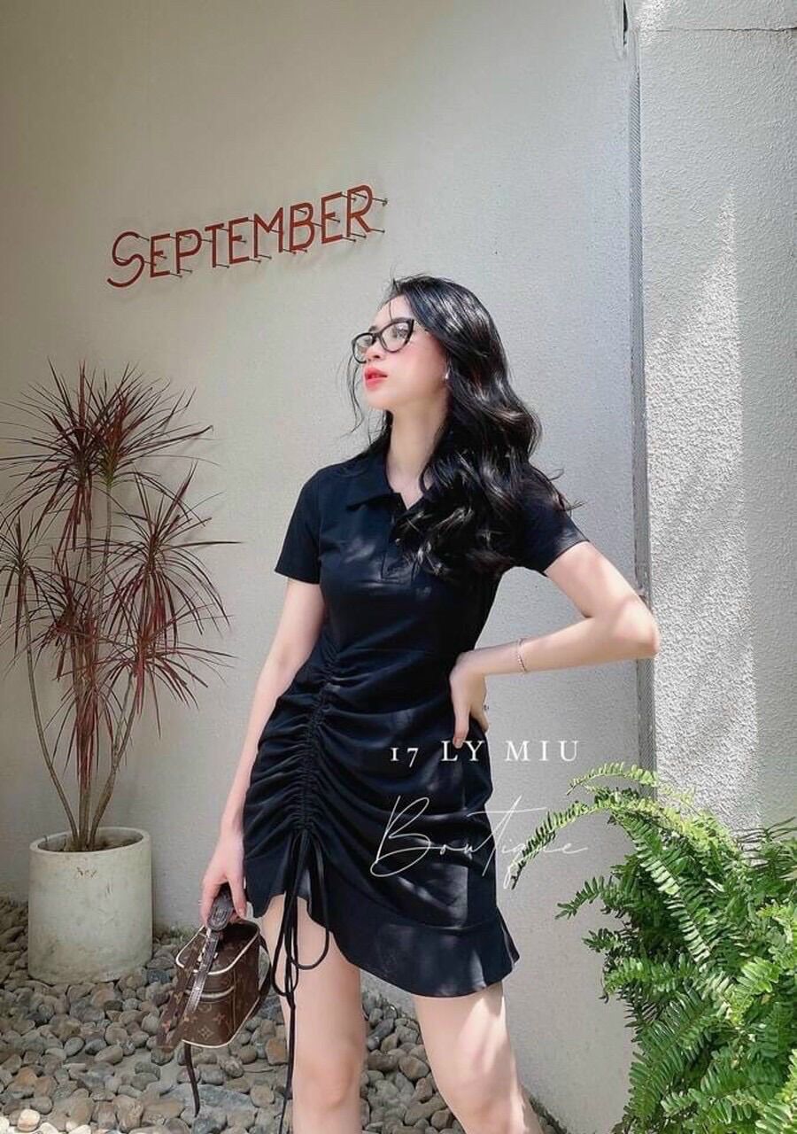 [HCM]Đầm body rút eo đuôi cá cổ sơ mi siêu xinh