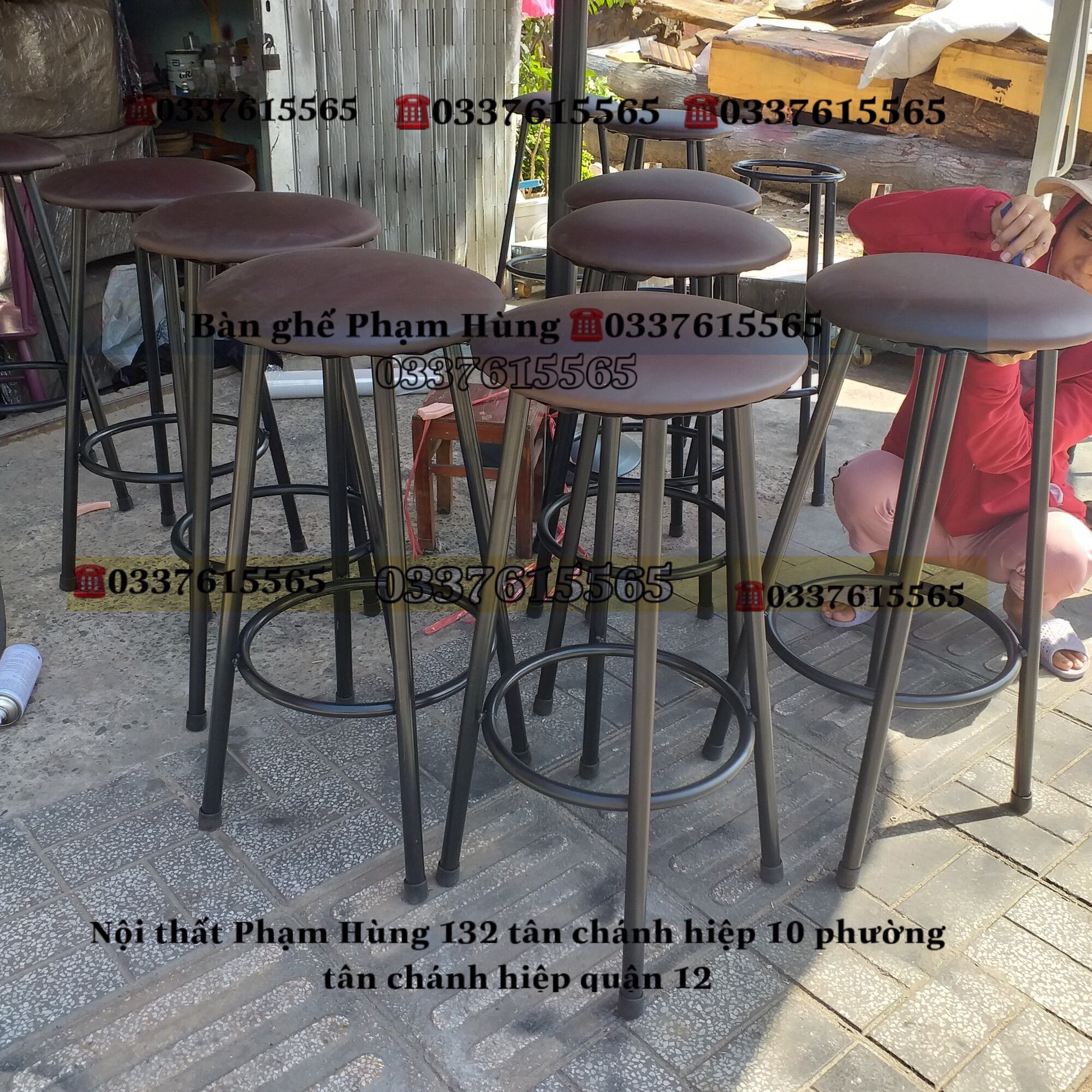 Ghế bar sắt không tựa giá xưởng