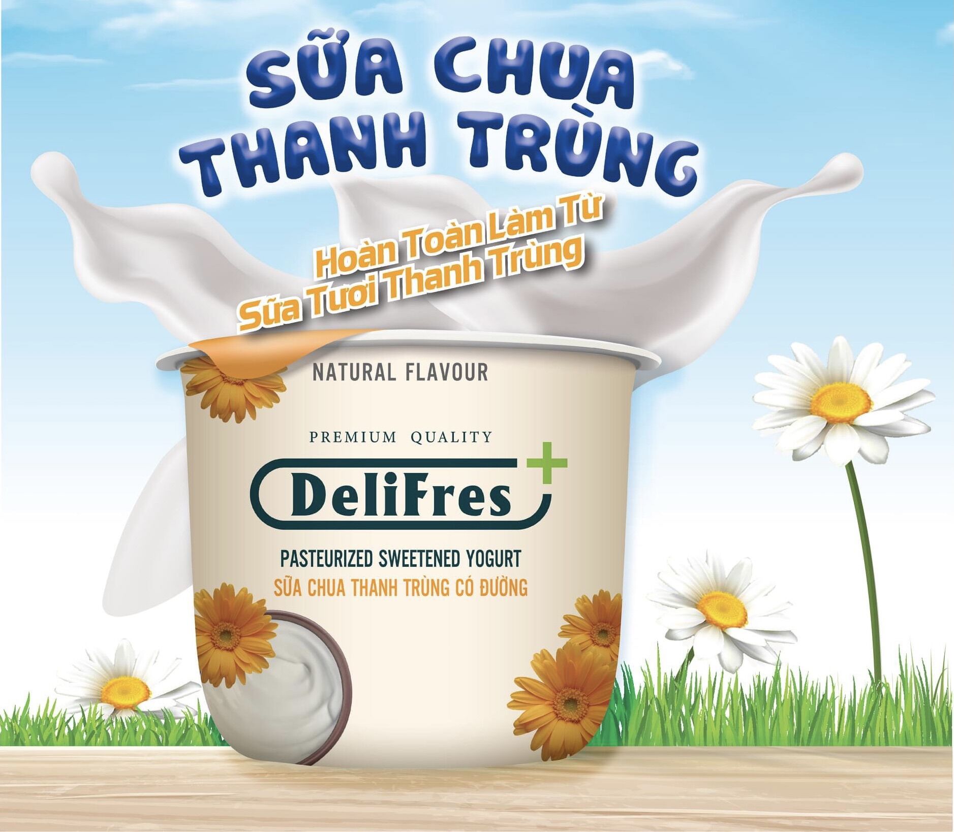 Sữa chua thanh trùng DeliFres+ có đường