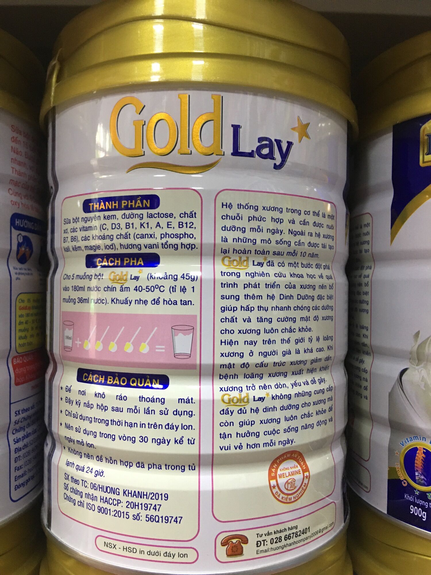 Sữa bột Goldlay Canxi Sure lon 900g
