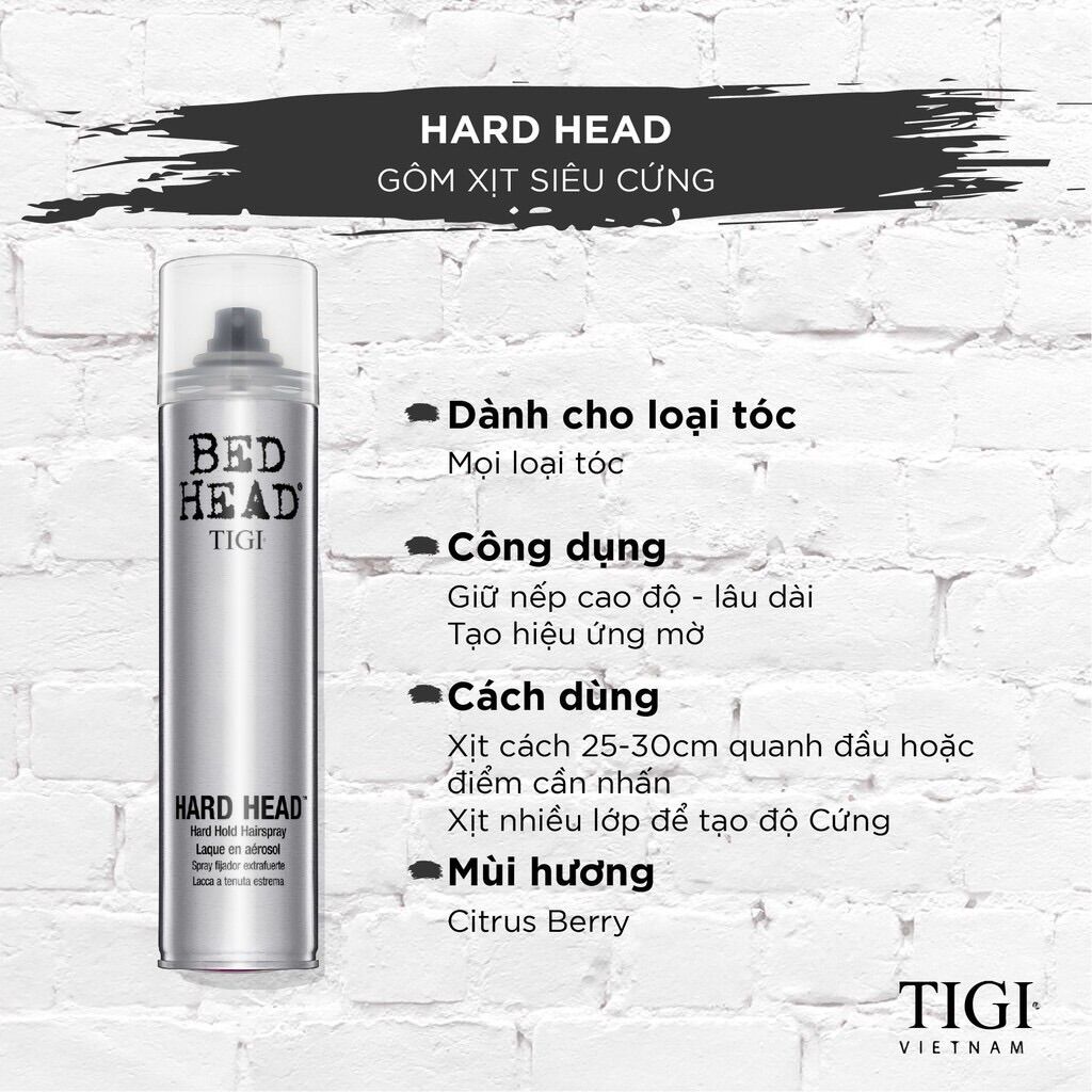 [HCM]Gôm xịt tóc siêu cứng giữ kiểu lâu bền Tigi Bed Head 385ml