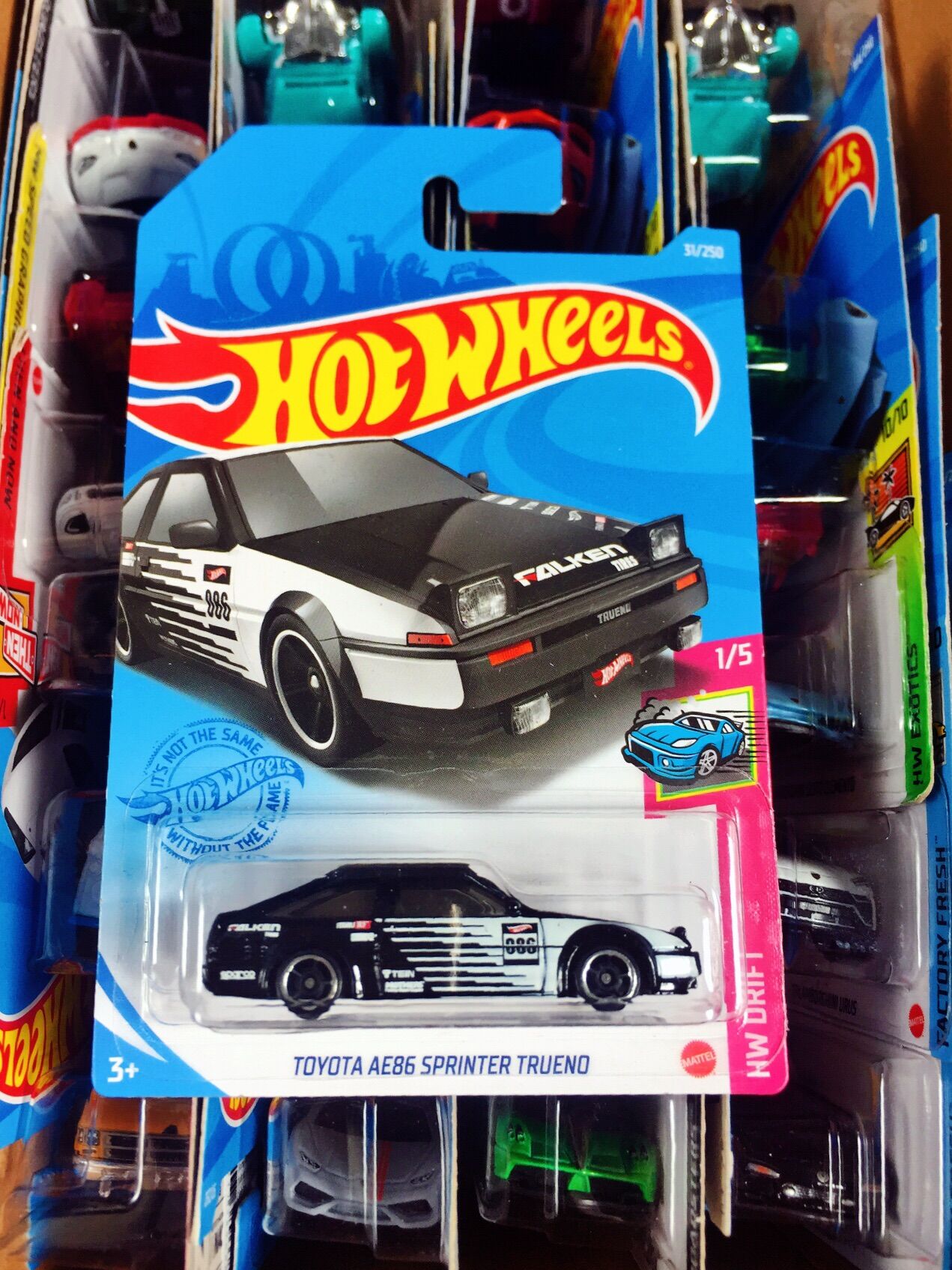 Xe Mô Hình Hot Wheels tỉ lệ 1:64 "Toyota AE86 Sprinter Trueno" (New Model 2021) (Team Falken) (Black)
