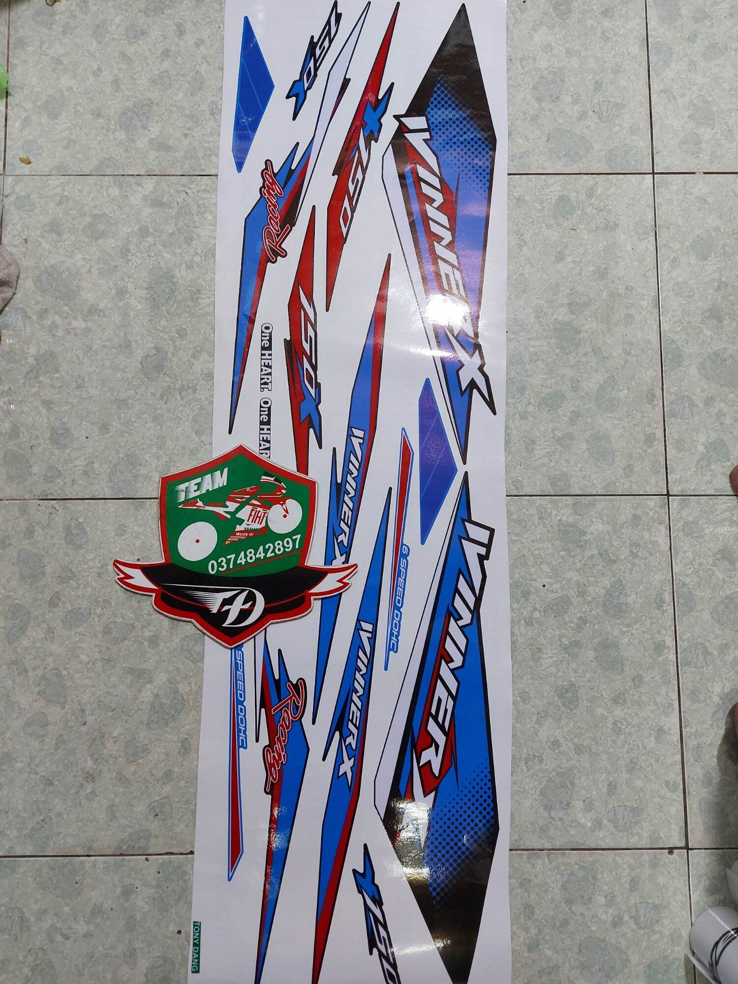 Tem xe WinnerX tem rời dán xe xanh xe đen