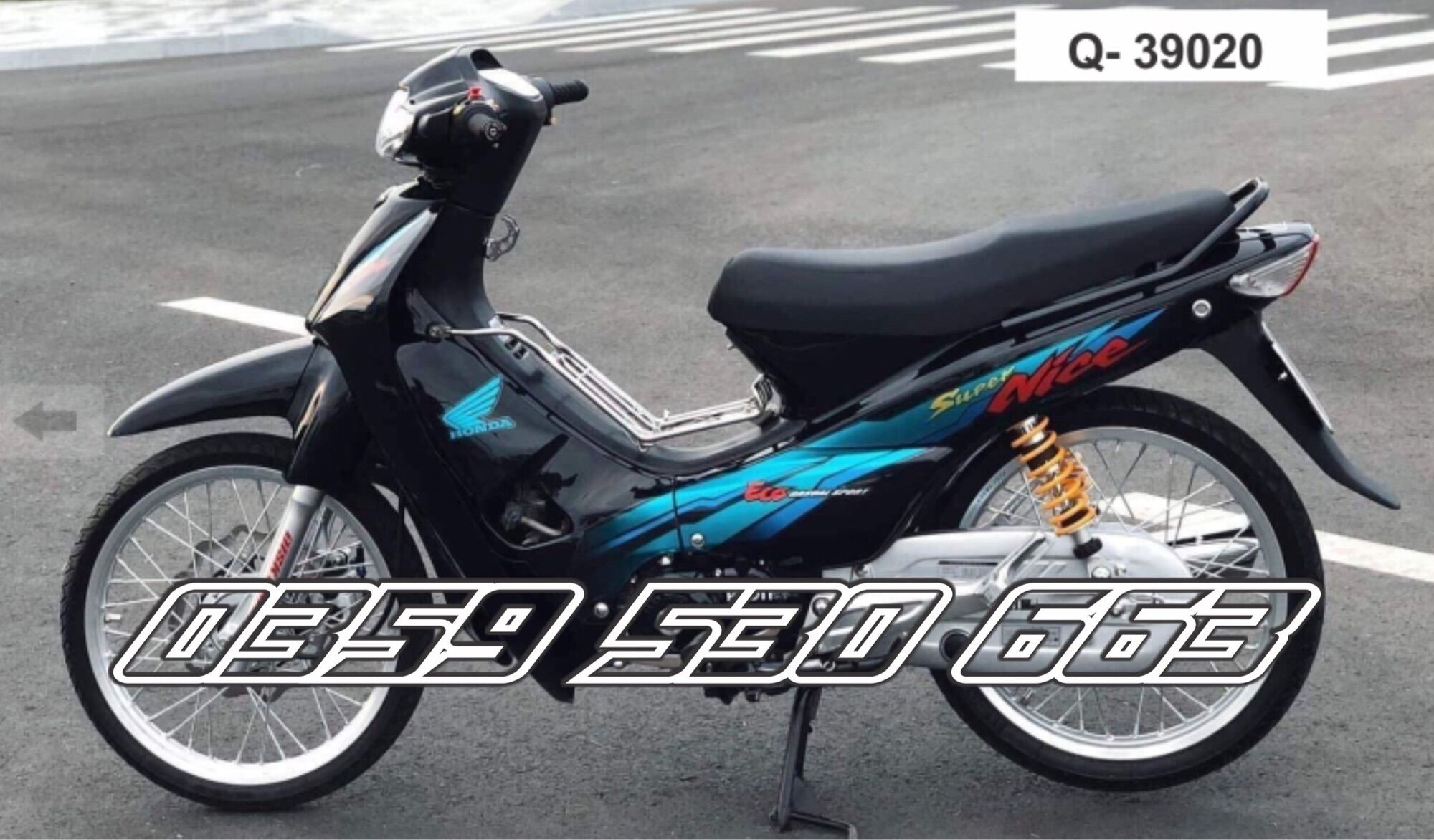 Tem Wave đời đầu - mẫu super Nice xanh ngọc dán xe đen