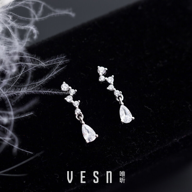 Bông Tai Hình Giọt Nước Sáng Bóng Bông Tai Pin Bạc S925 Bông Tai Khí ...