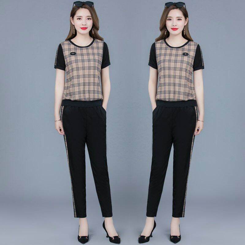 Sét bộ đồ nữ họa tiết caro bbr thun cotton 100% cao cấp